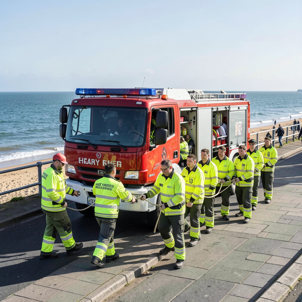 Sixteen East Sussex recruits gear up for 5km fire engine pull on Hove Promenade